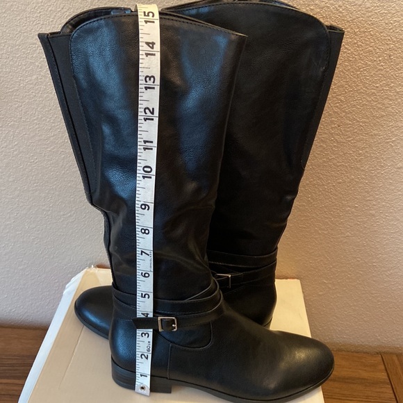 STYLE & CO “Keppur” Black Vegan Leather Tall Knee High Slouchy Riding Boots 6M - Picture 12 of 15